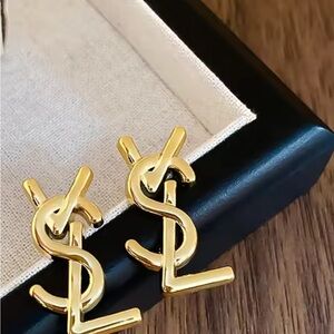 YSL Gold Logo Earrings